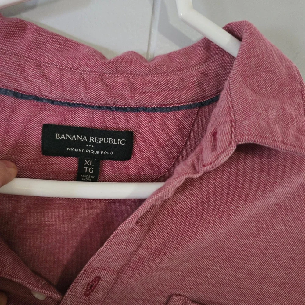 Banana Republic Wicking Pique Polo Mens XL‎ Pink Short Sleeve Pocket Shirt